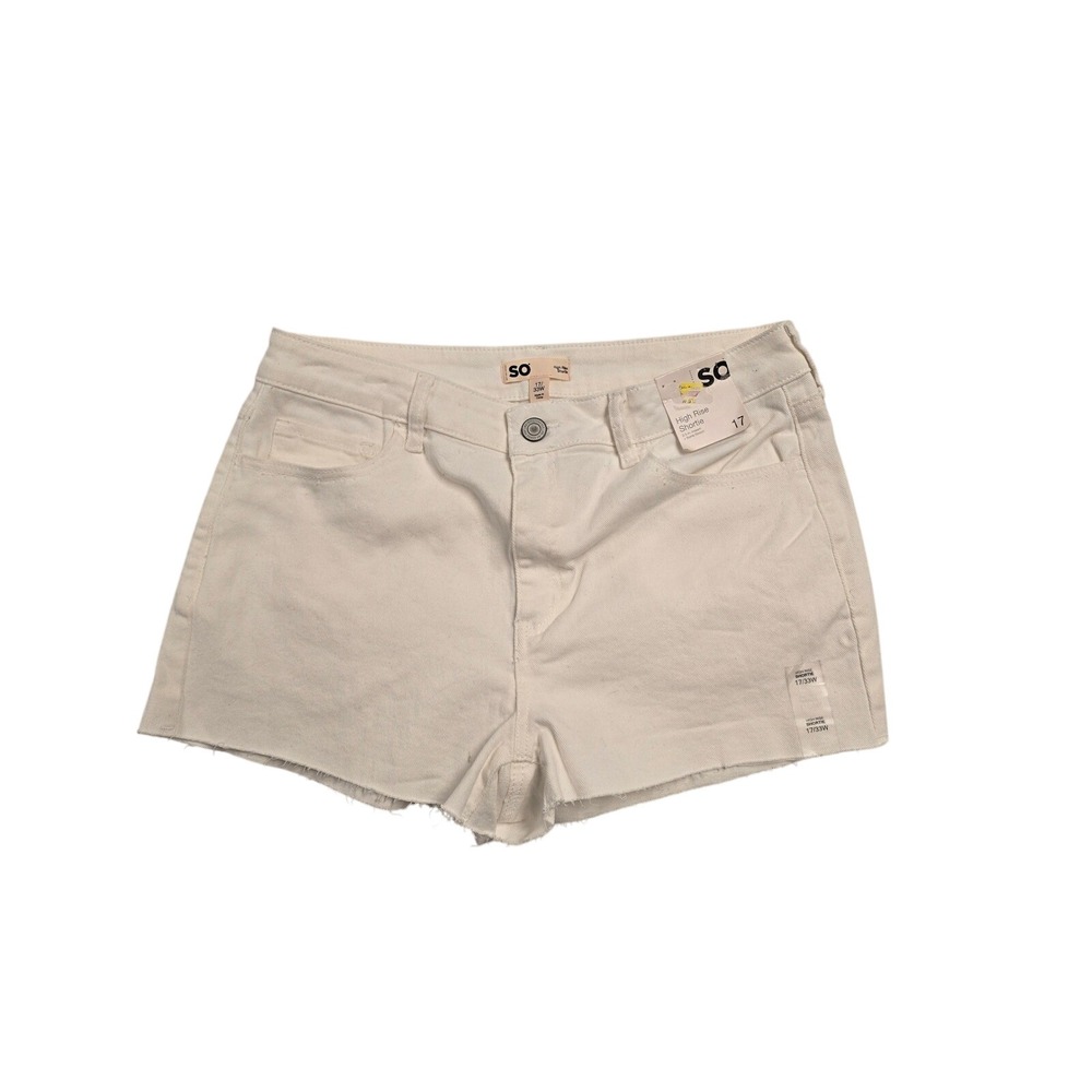 SO High Rise Shortie White Denim Cutoff Shorts Womens Size 17 33W NWT